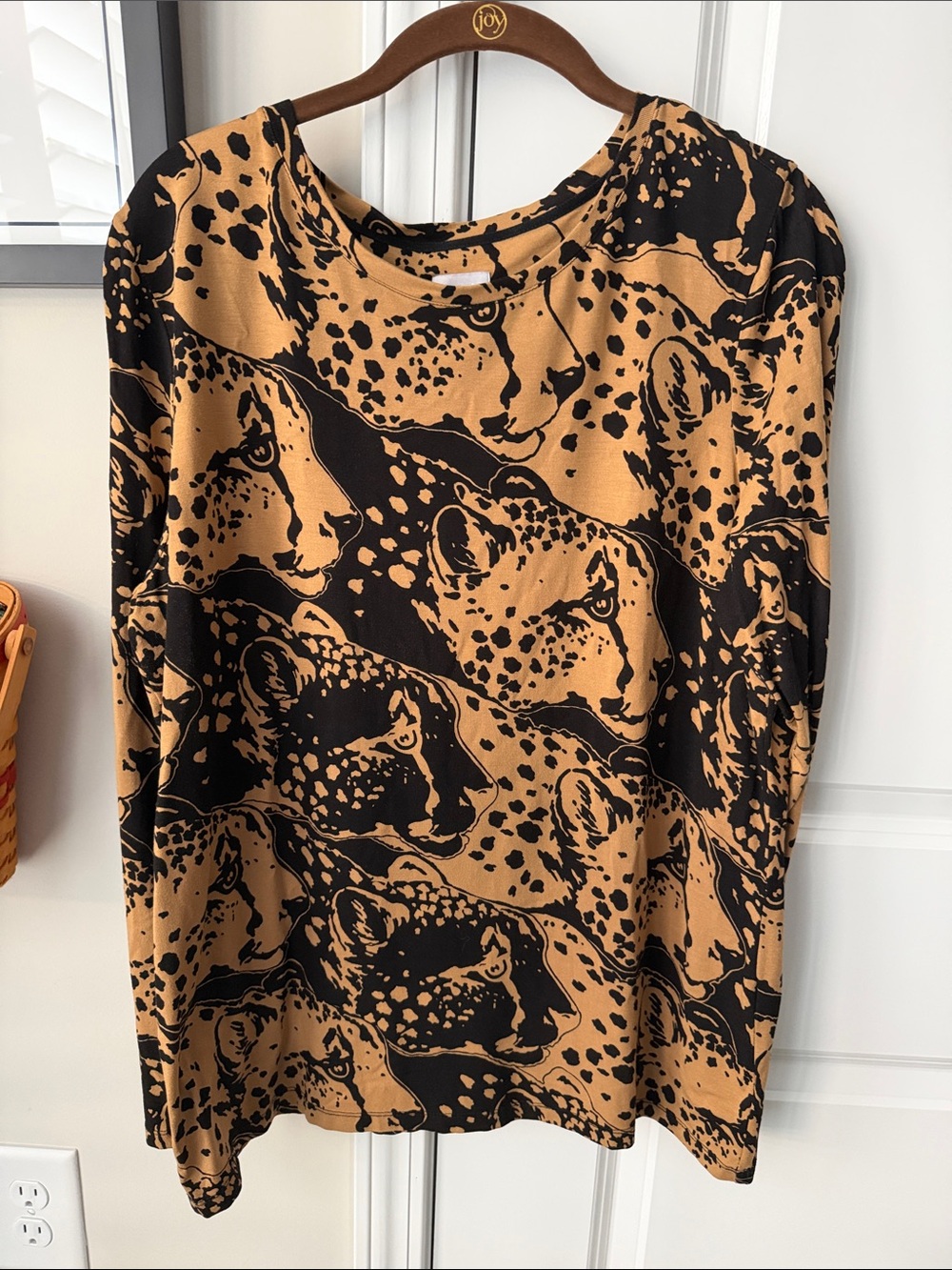 Chico's Black & Camel Animal Print Top